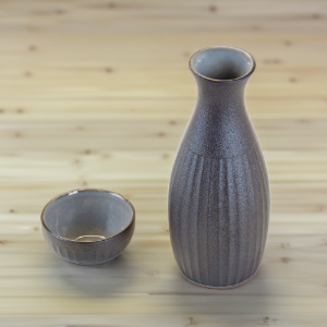 Ceramic sake cup, iron ash, 3-piece set (in gift box)